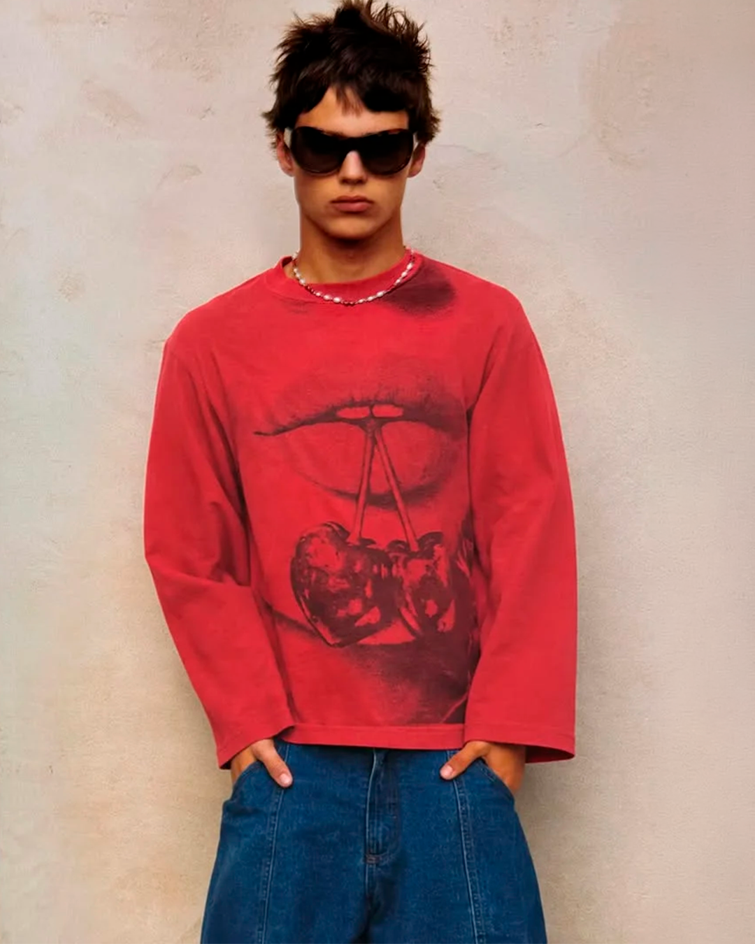 Kisses Long-Sleeve Tee Red