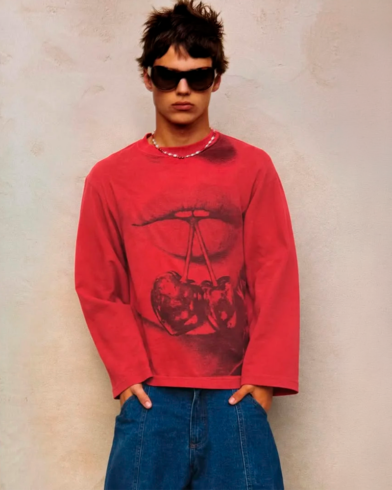 Kisses Long-Sleeve Tee Red
