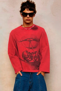 Kisses Long-Sleeve Tee Red