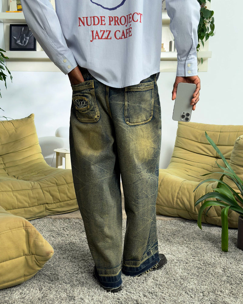 OLD BAGGY DENIM PANTS DIRTY WASH