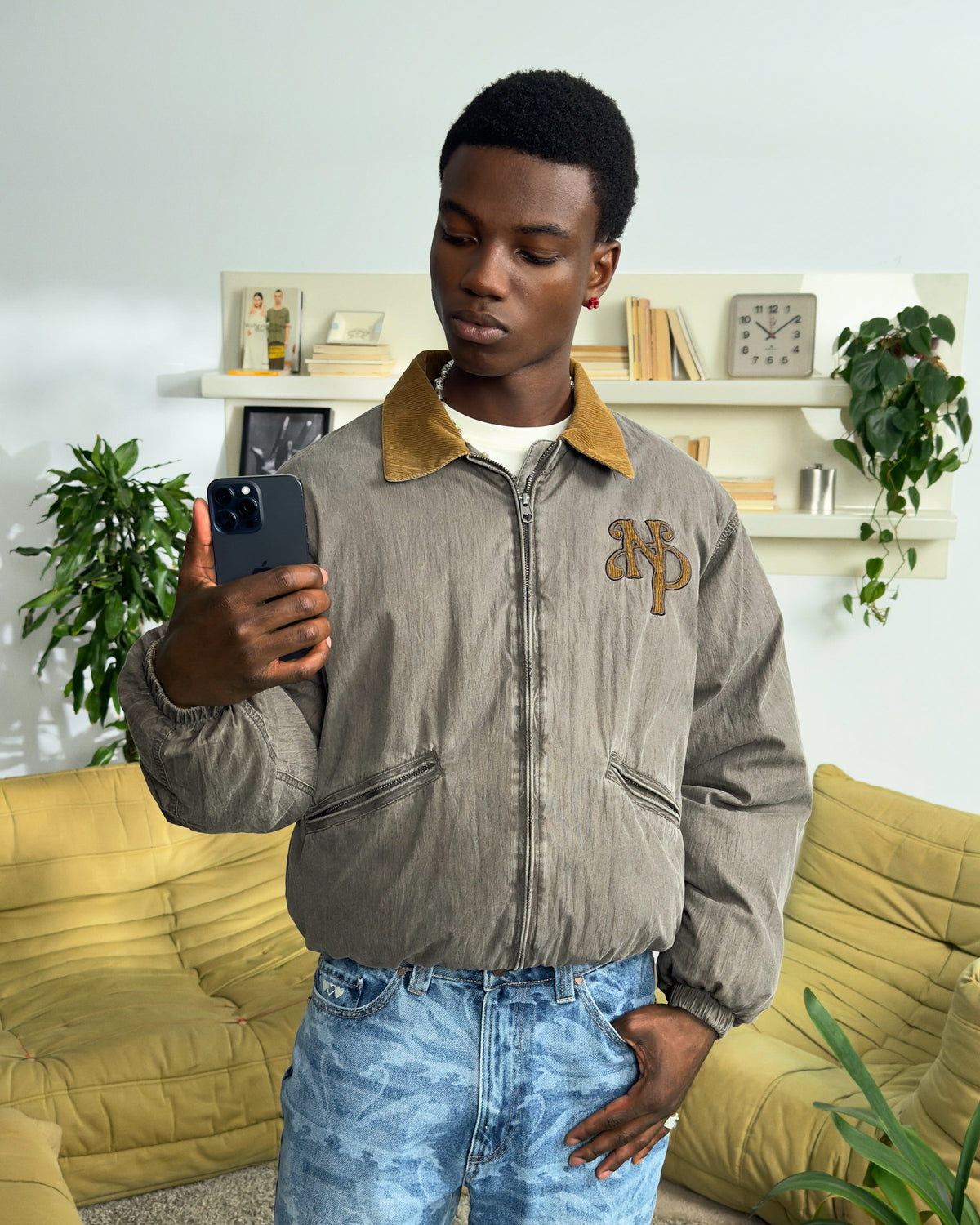 "Not Working" Bomber Jacket Dark Grey