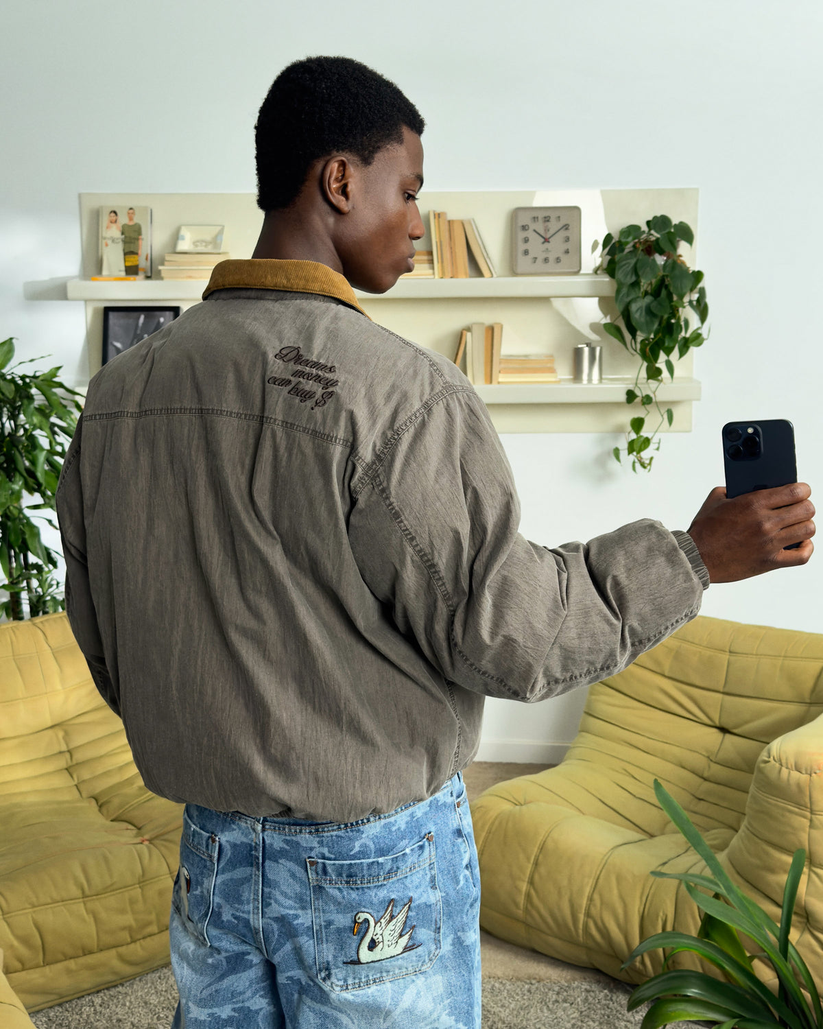 "Not Working" Bomber Jacket Dark Grey