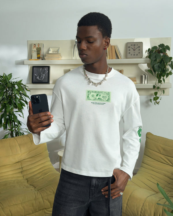 DOLLA LONGSLEEVE TEE WHITE