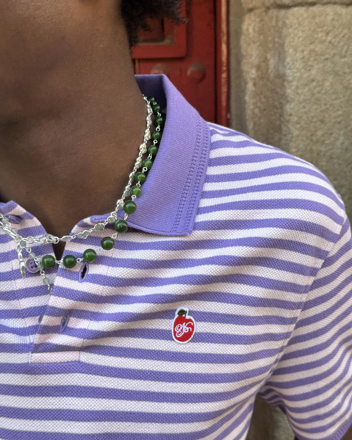 Apple Crew Stripes Polo Purple