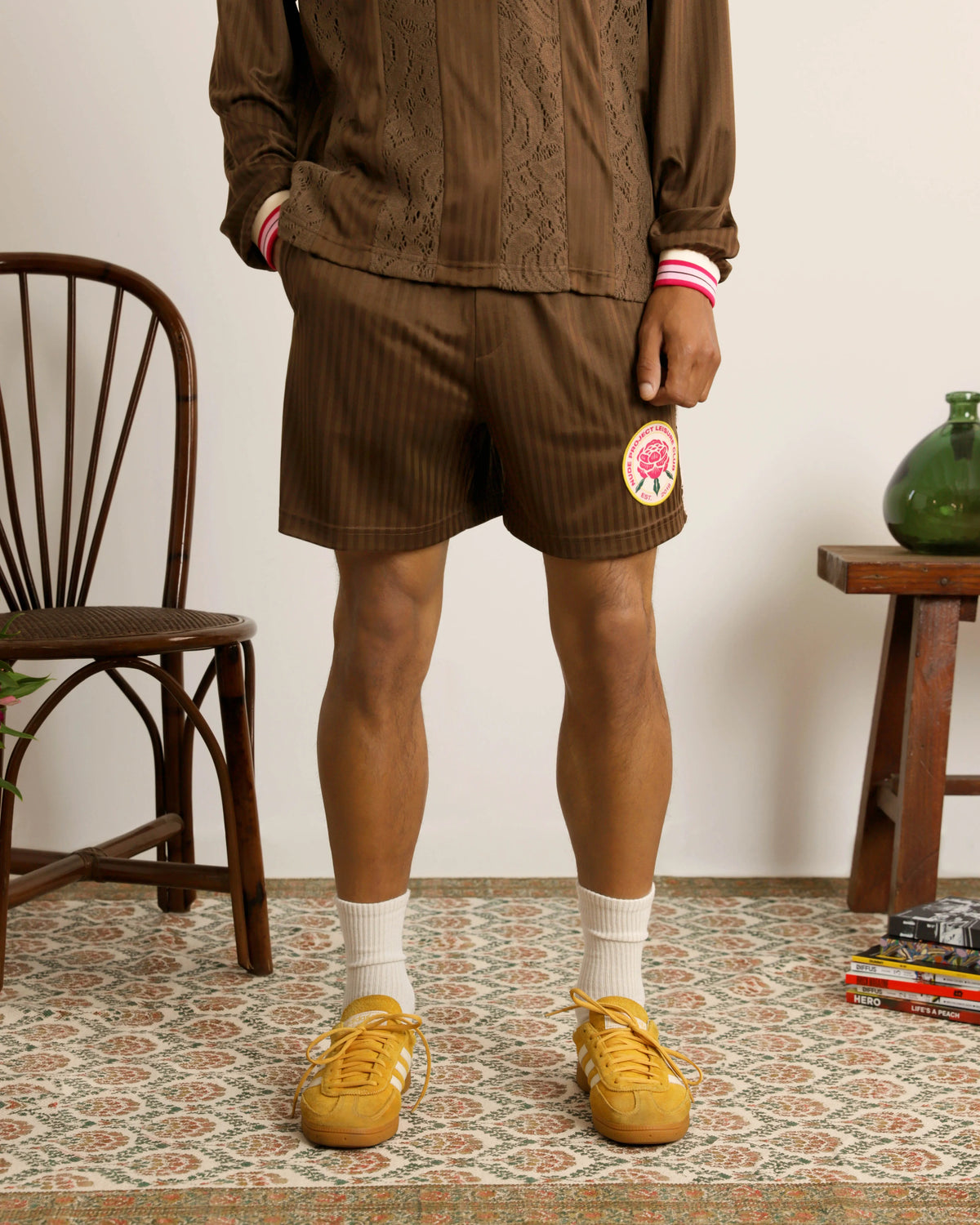 Lace Football Short Brown