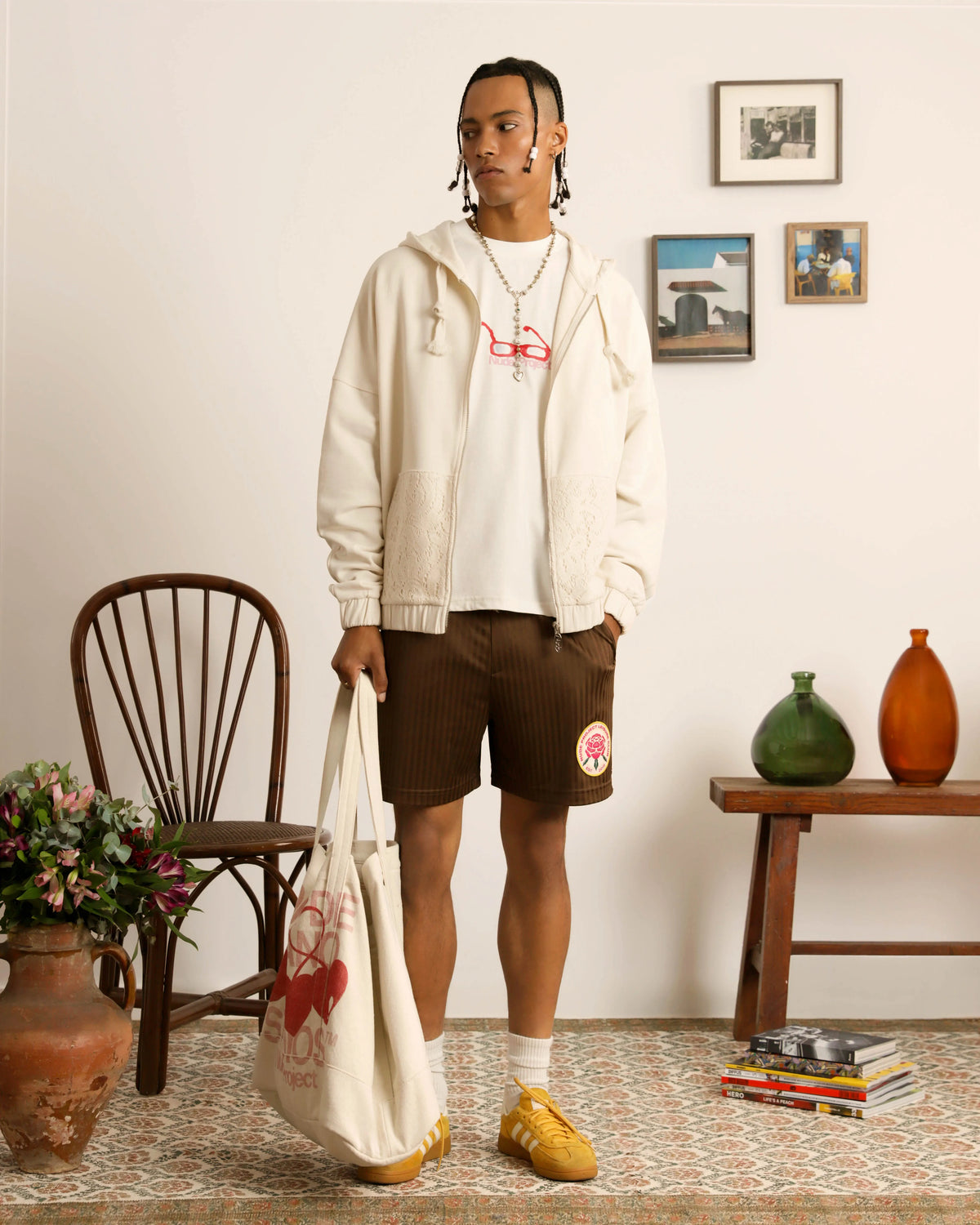 Lace Football Short Brown