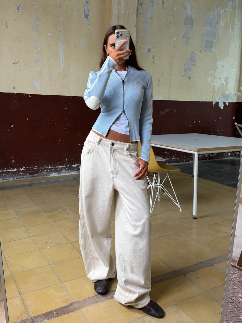 Cherries Full-Zip Knit Light Blue