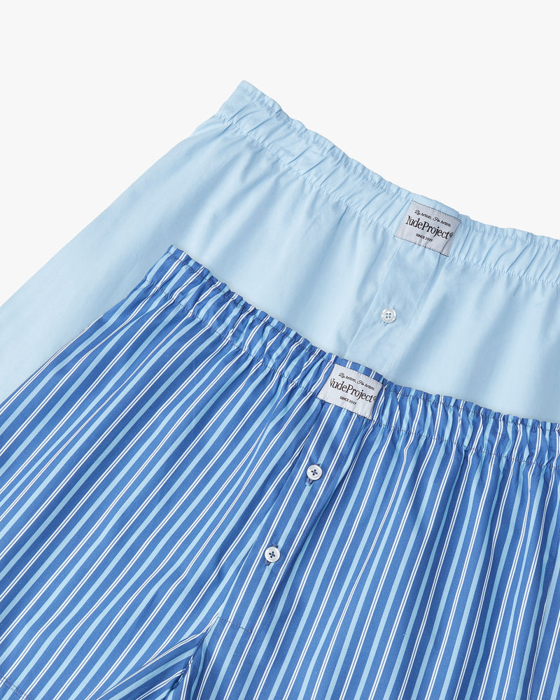 ESSENTIAL BOXER DOUBLE PACK - STRIPED BLUE/BABY BLUE