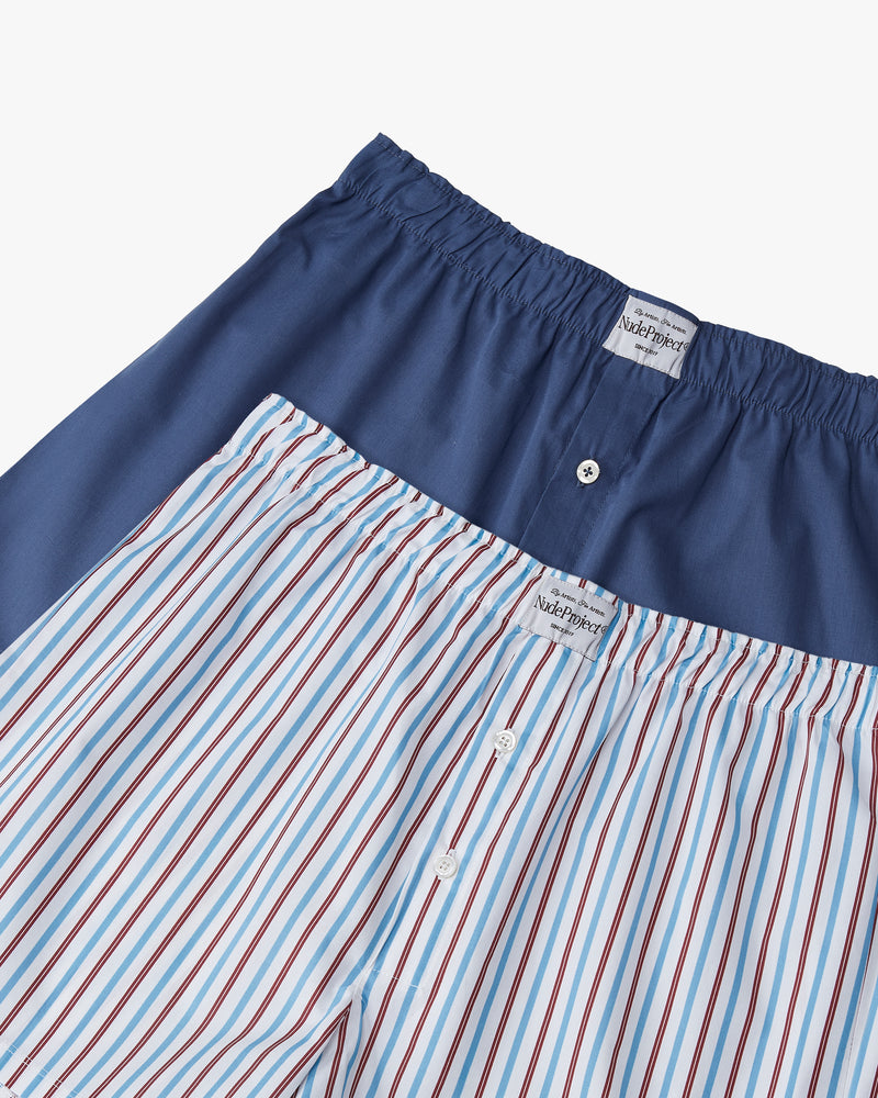 ESSENTIAL BOXER DOUBLE PACK - STRIPED BLUE/NAVY