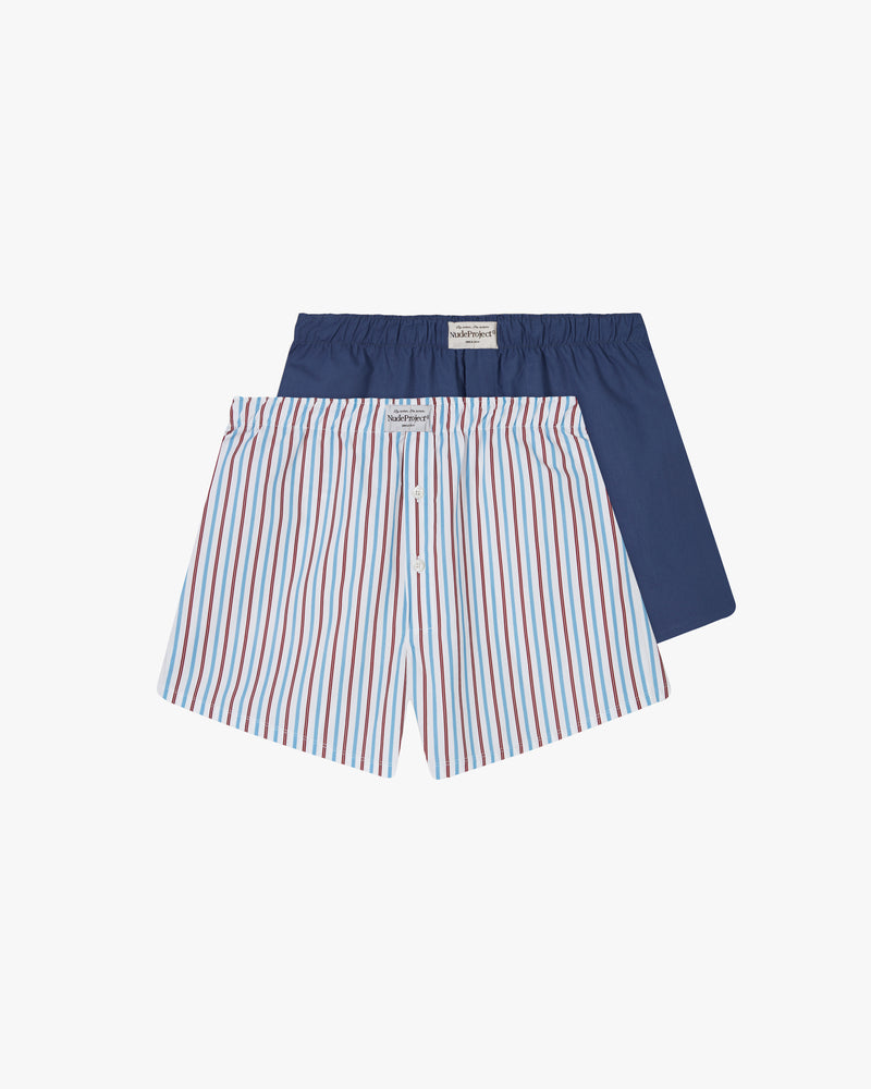 ESSENTIAL BOXER DOUBLE PACK - STRIPED BLUE/NAVY