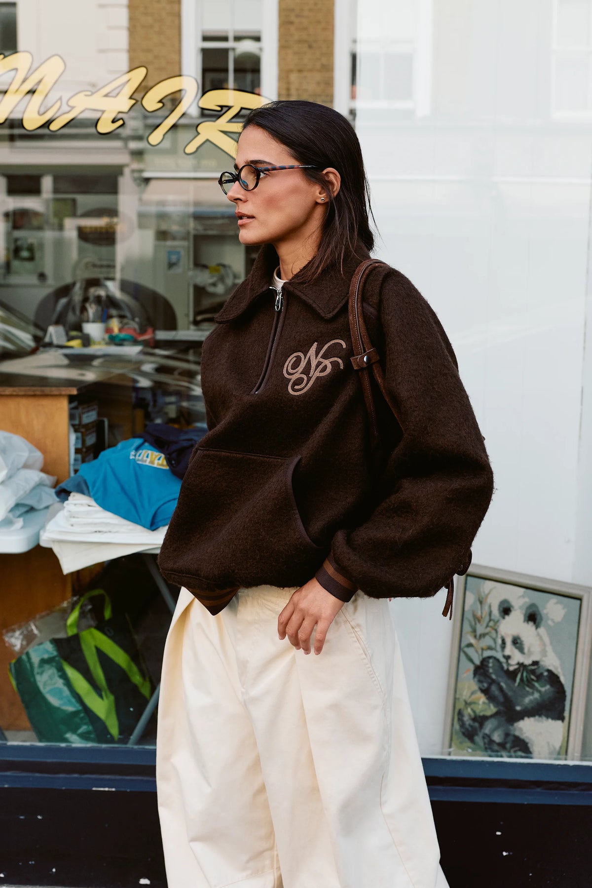 Teddy Quarter-Zip Brown