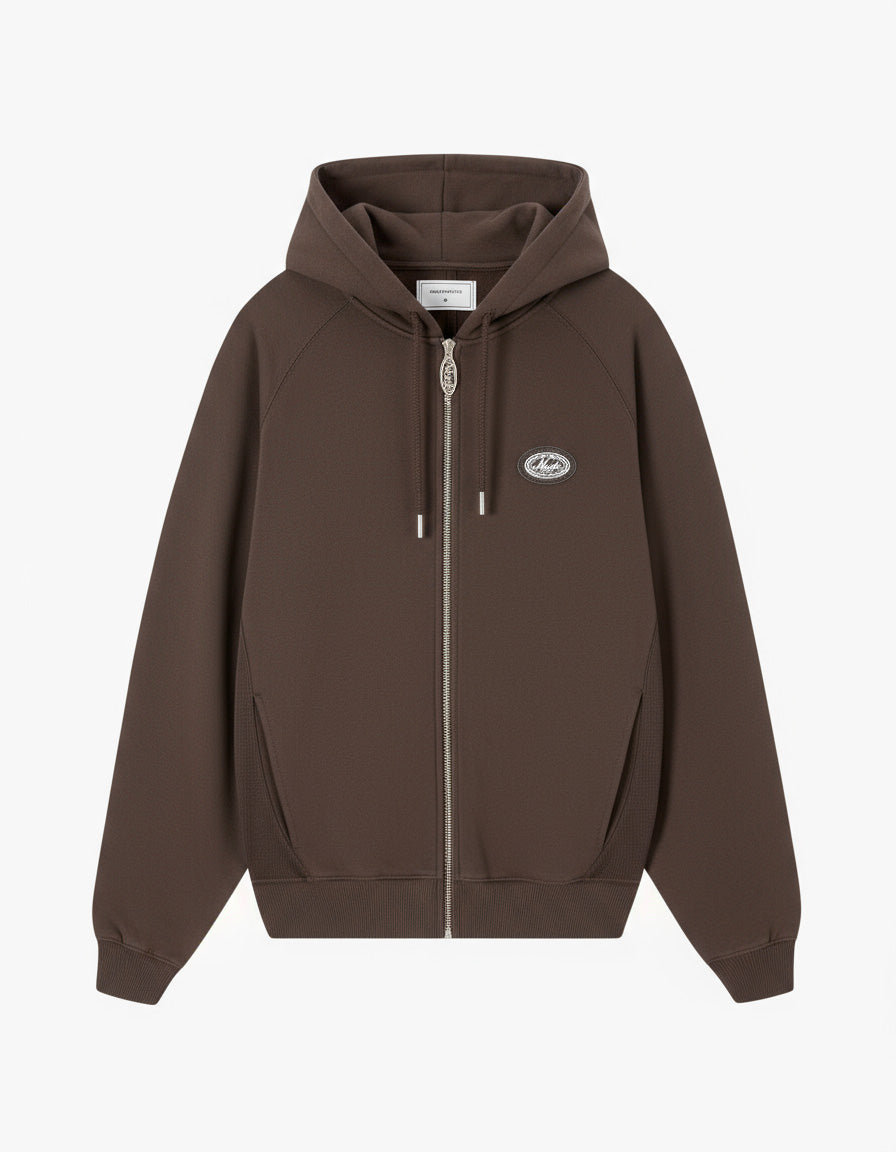 Essentials Zip-Up Hoodie Brown