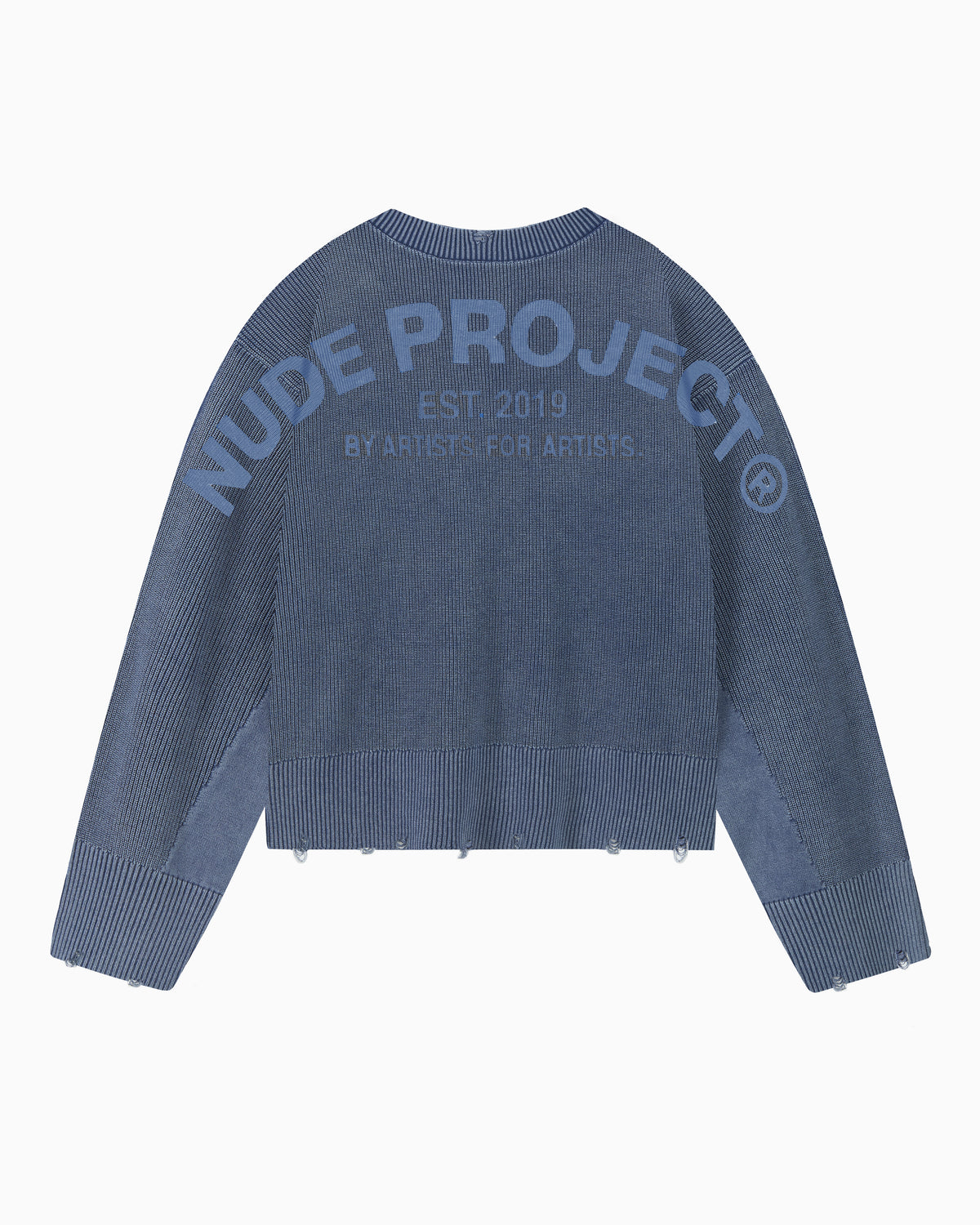 Perfect Cropped Knit Sweater Washed Blue