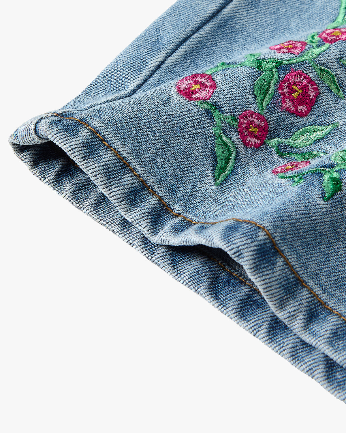 Pantalón Corto Denim Flowers