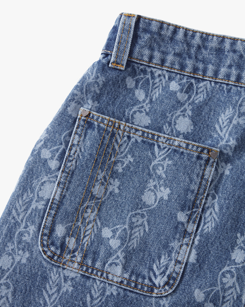 FLOWER AOP LASER DENIM