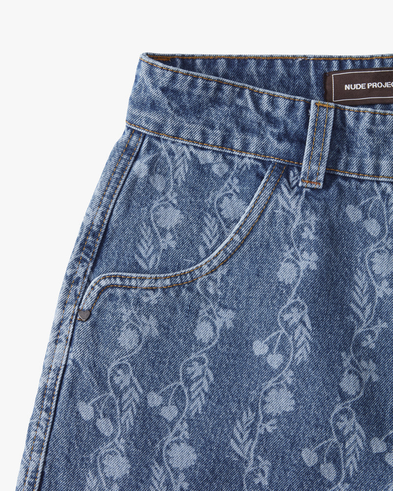 FLOWER AOP LASER DENIM