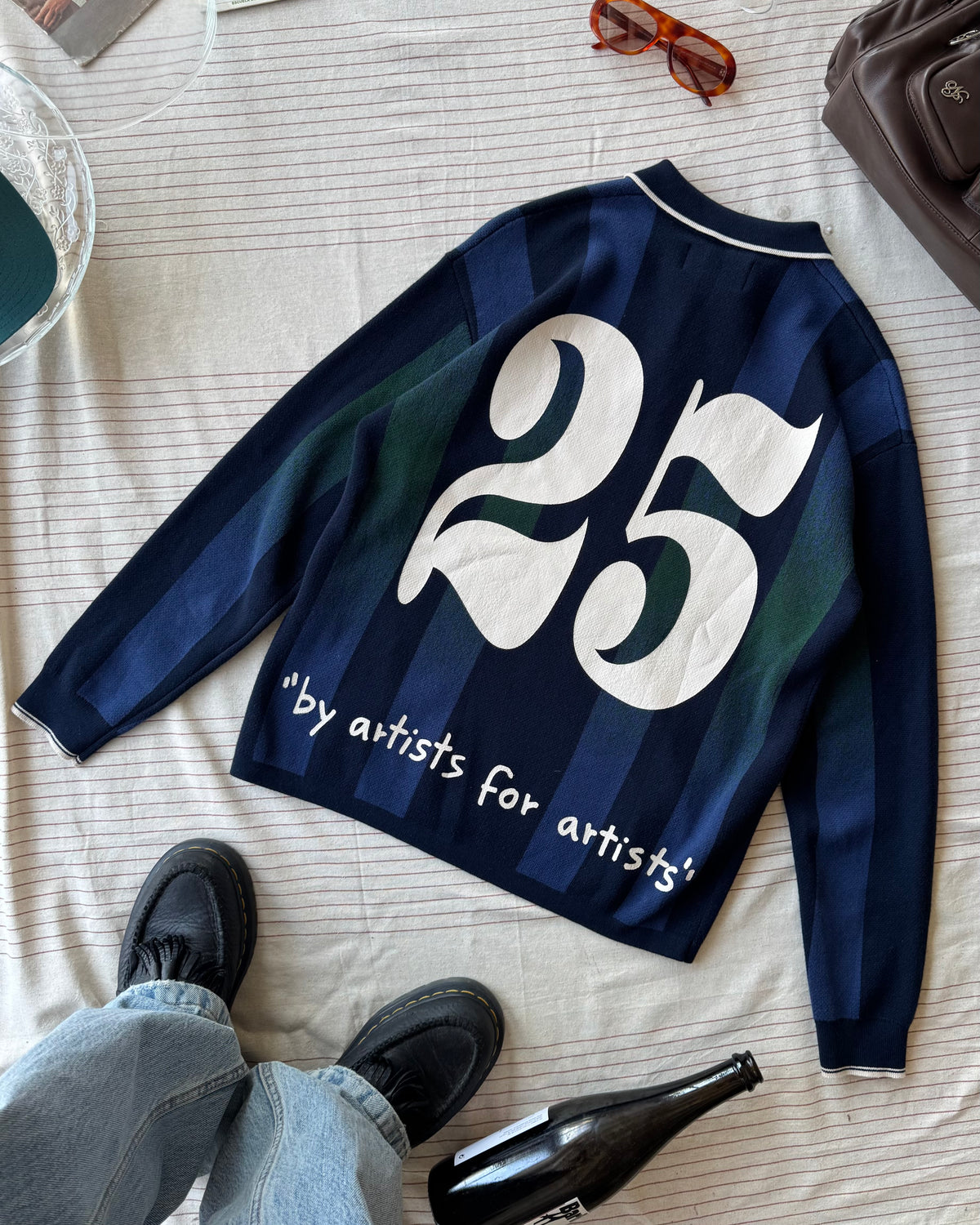 Vizcaya Football Polo Knit Navy Blue