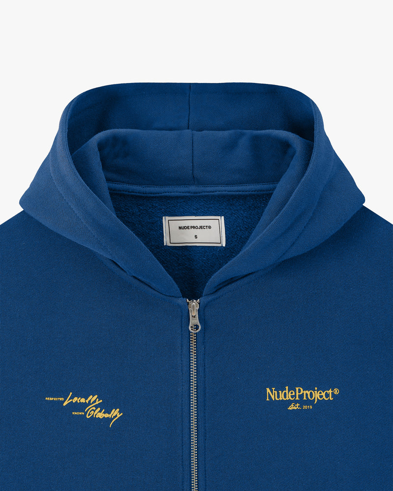 Global Soon Zip-Up Hoodie Blue