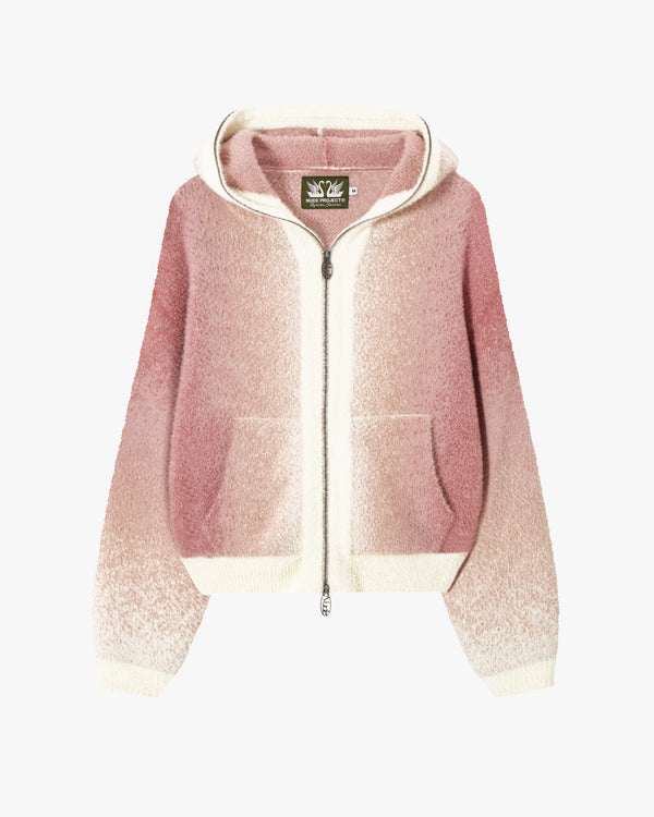 GRADIENT ZIP-UP HOODIE PINK