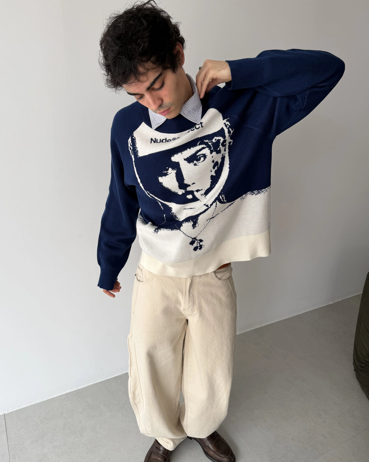 Face Knit Sweater Navy