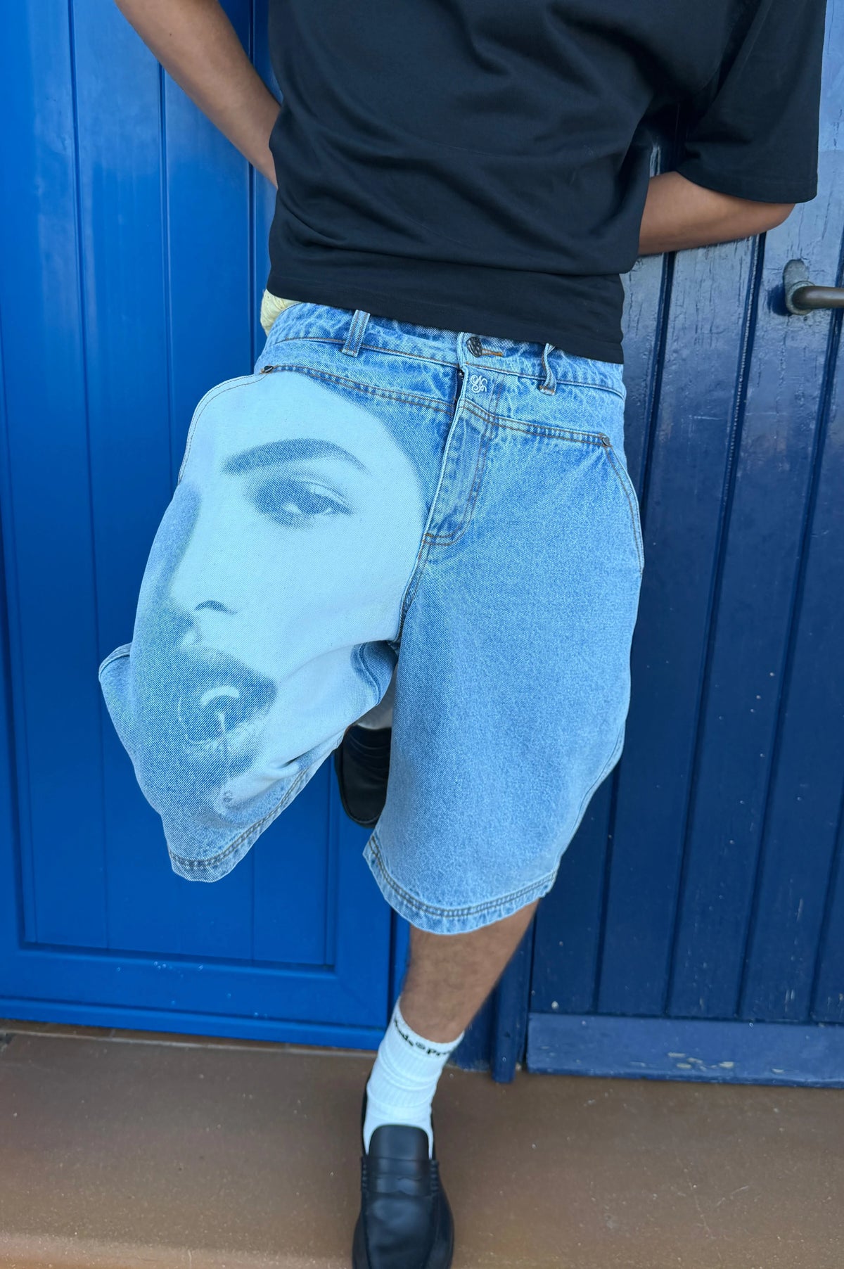 Laser Straight Denim Shorts