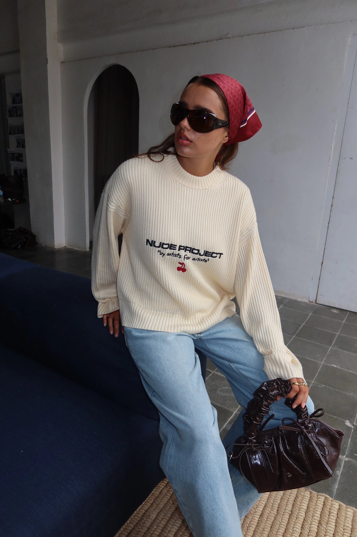 Wavy Knit Sweater Ivory