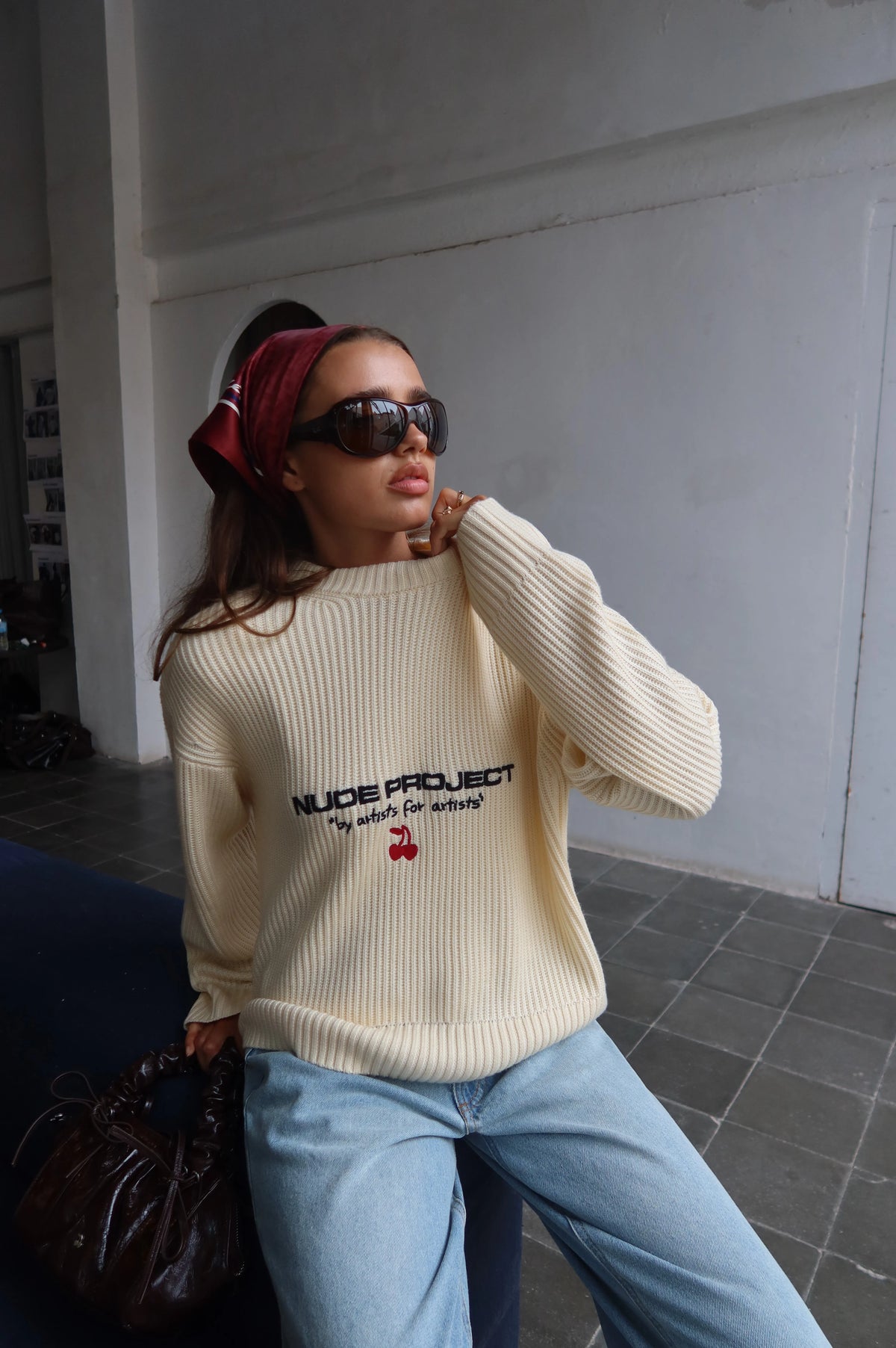 Wavy Knit Sweater Ivory