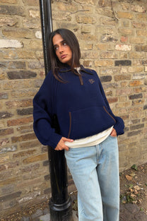 Ridgmount Quarter-Zip Knit Sweater Navy