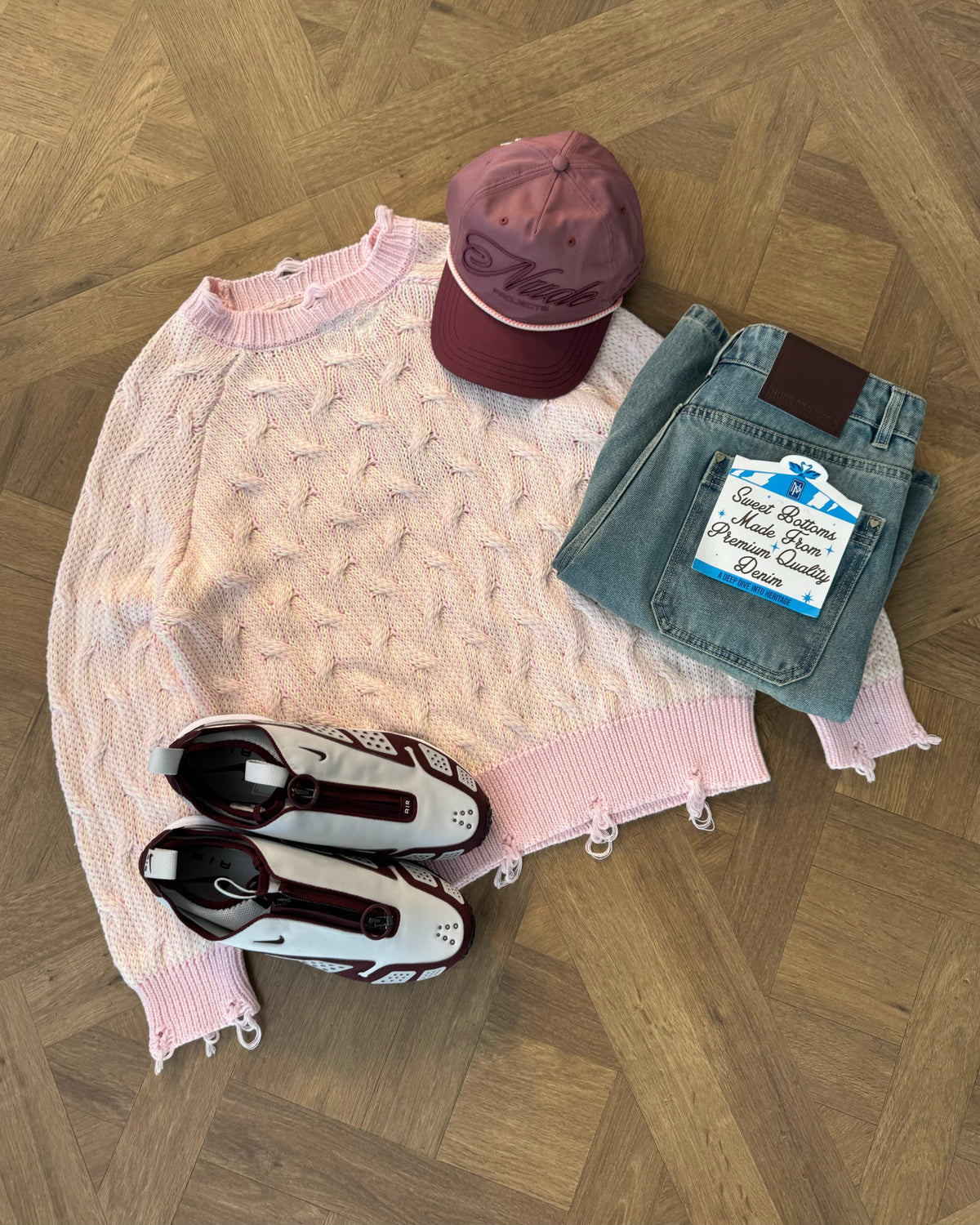 Sour Cable Knit Sweater Pink