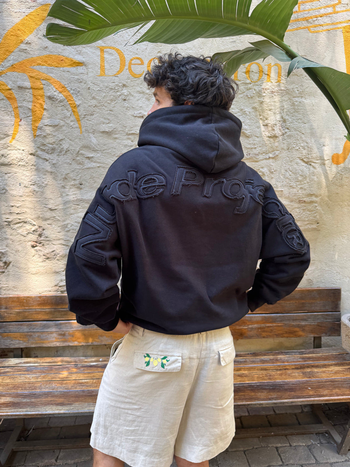 Marble Hoodie Black