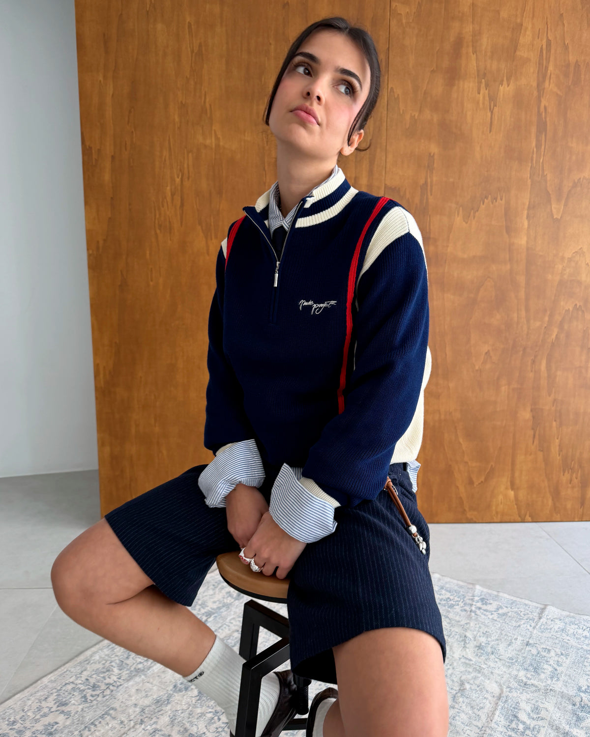 Senna Knit Quarter-Zip Navy