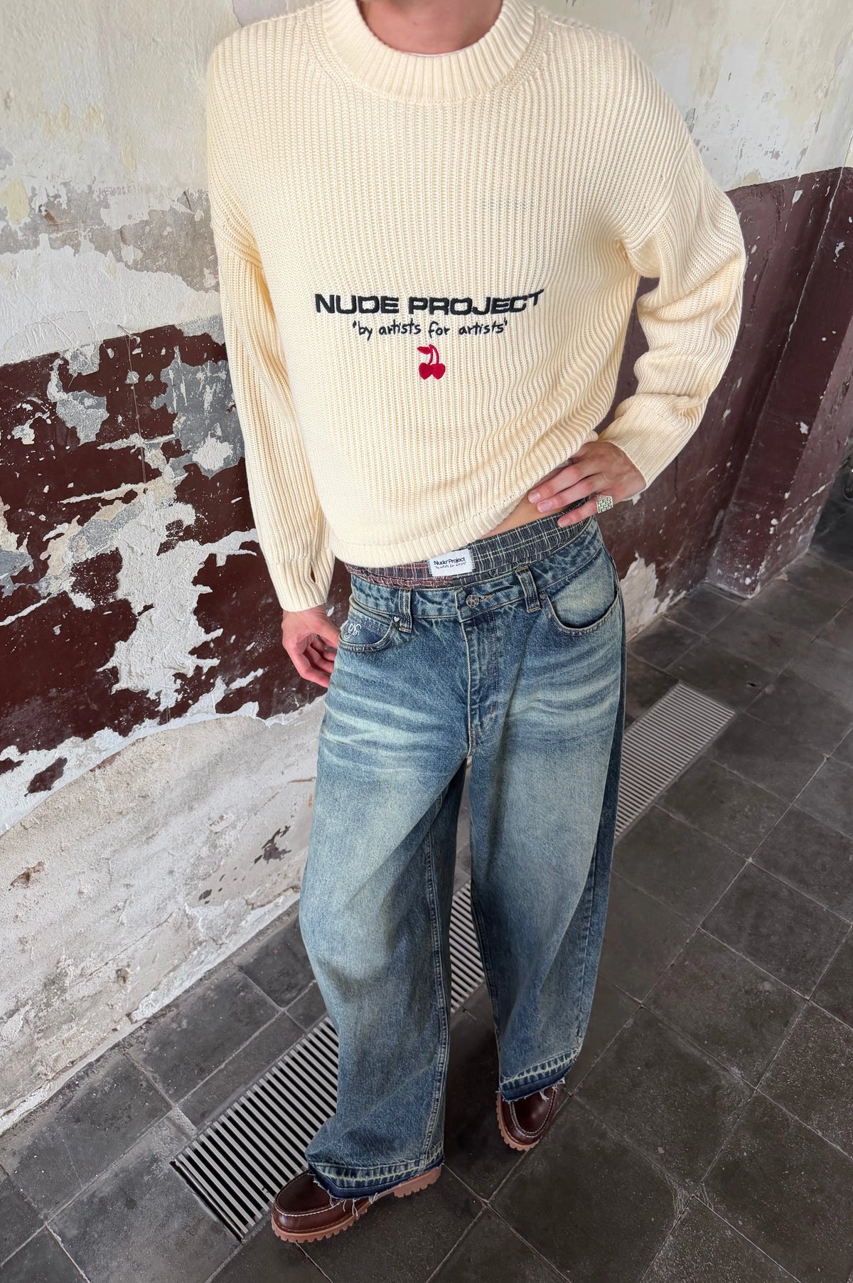Wavy Knit Sweater Ivory