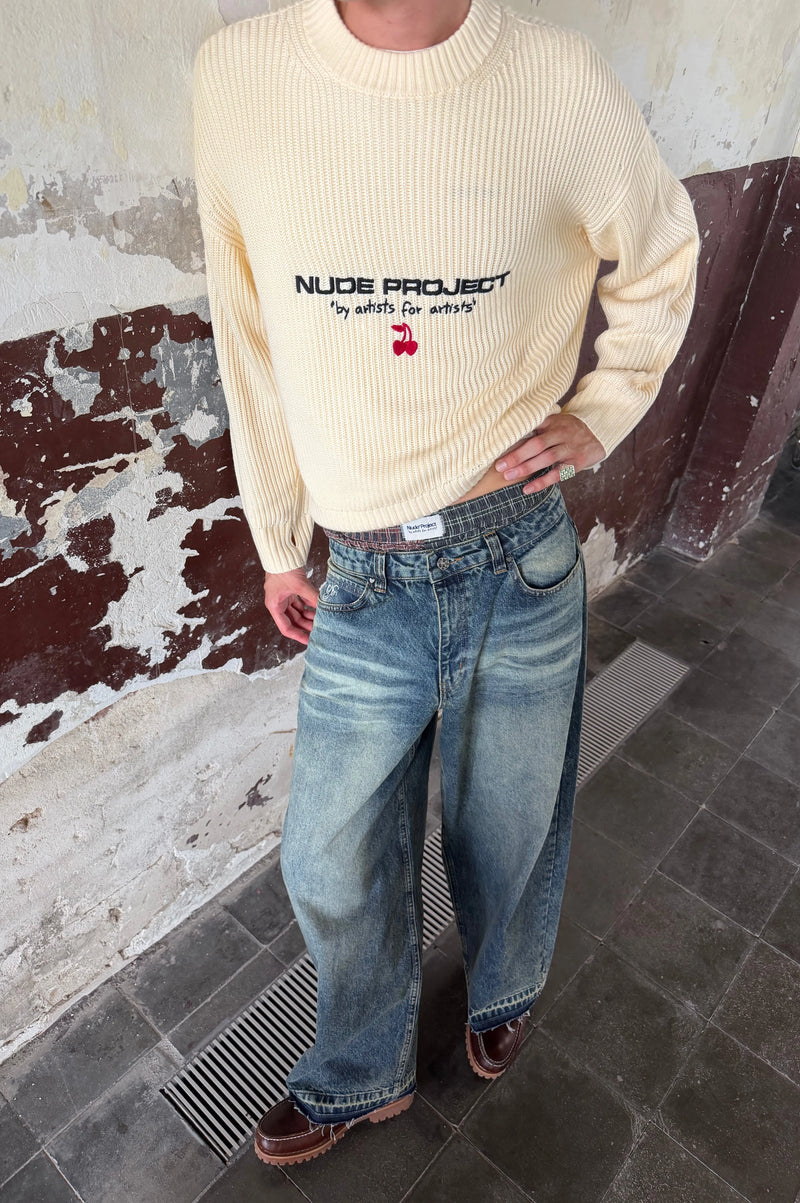 Wavy Knit Sweater Ivory