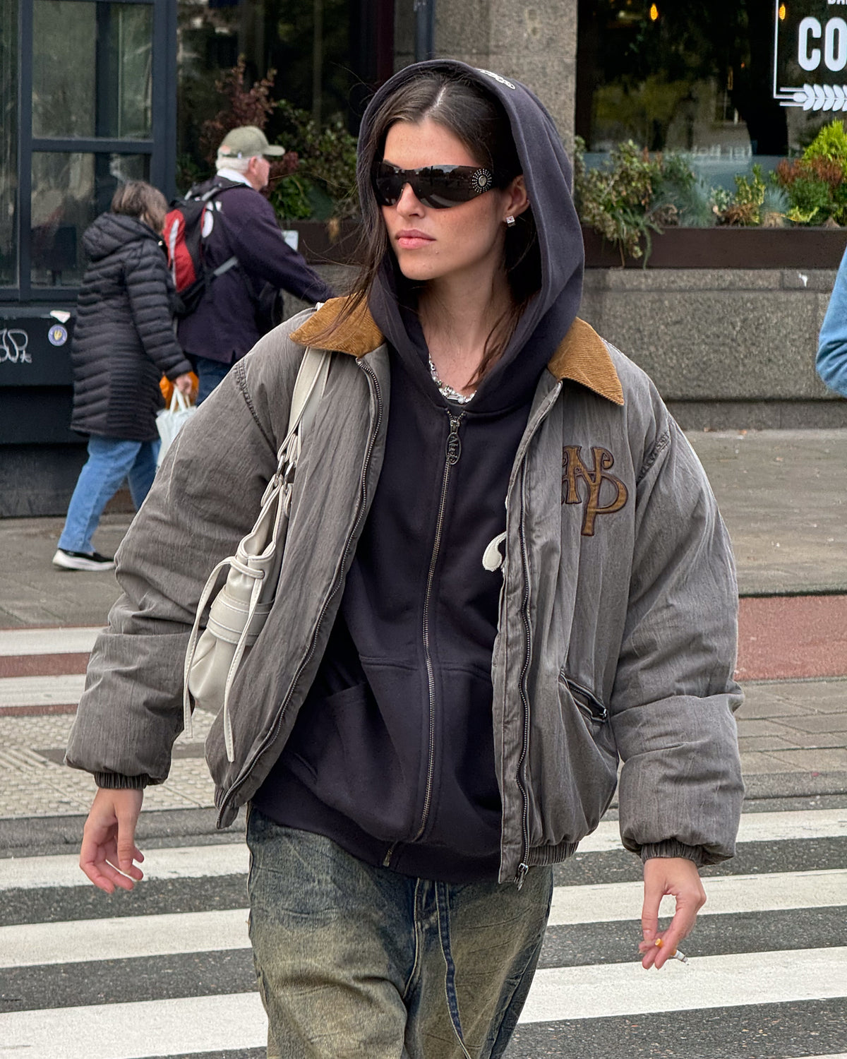 "Not Working" Bomber Jacket Dark Grey