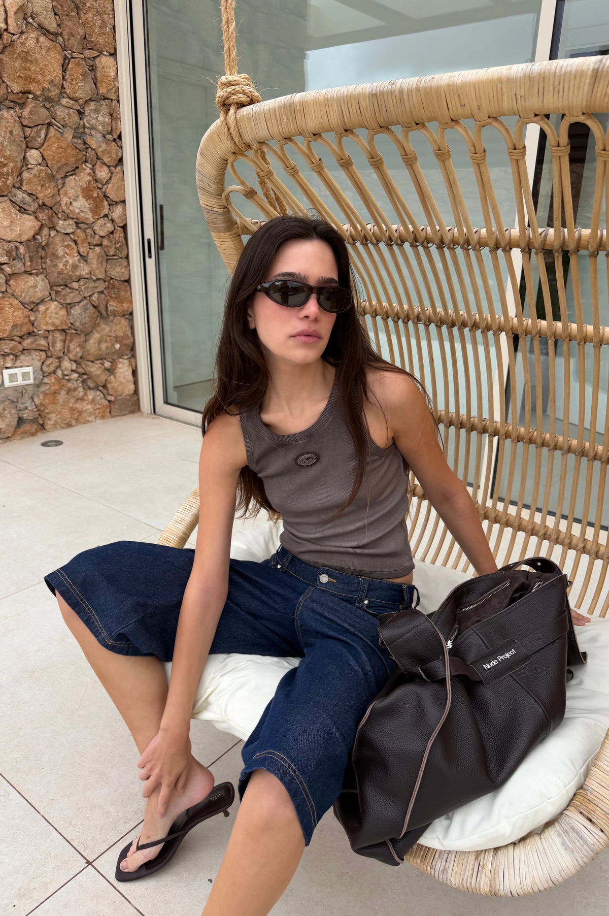 Regina Tank Top Washed Brown