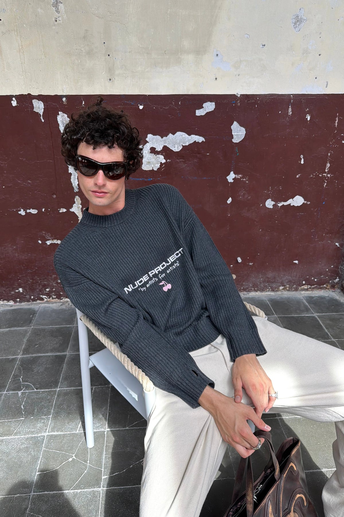 Wavy Knit Sweater Ash
