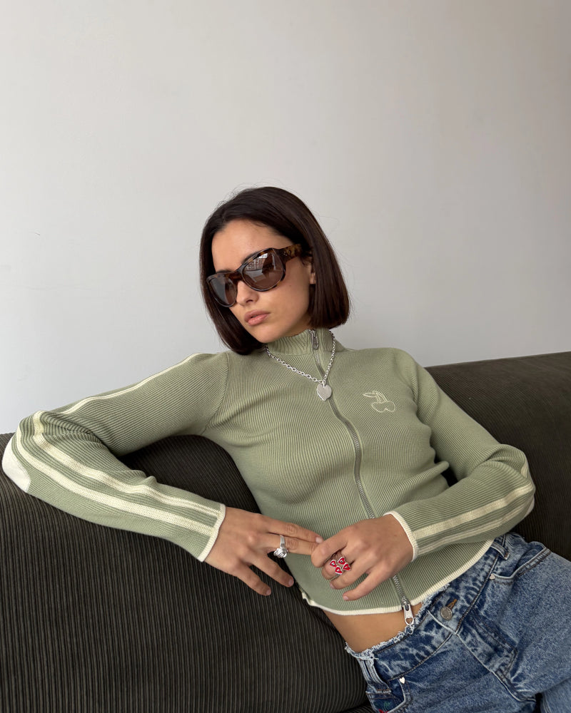 Cherries Full-Zip Knit Green