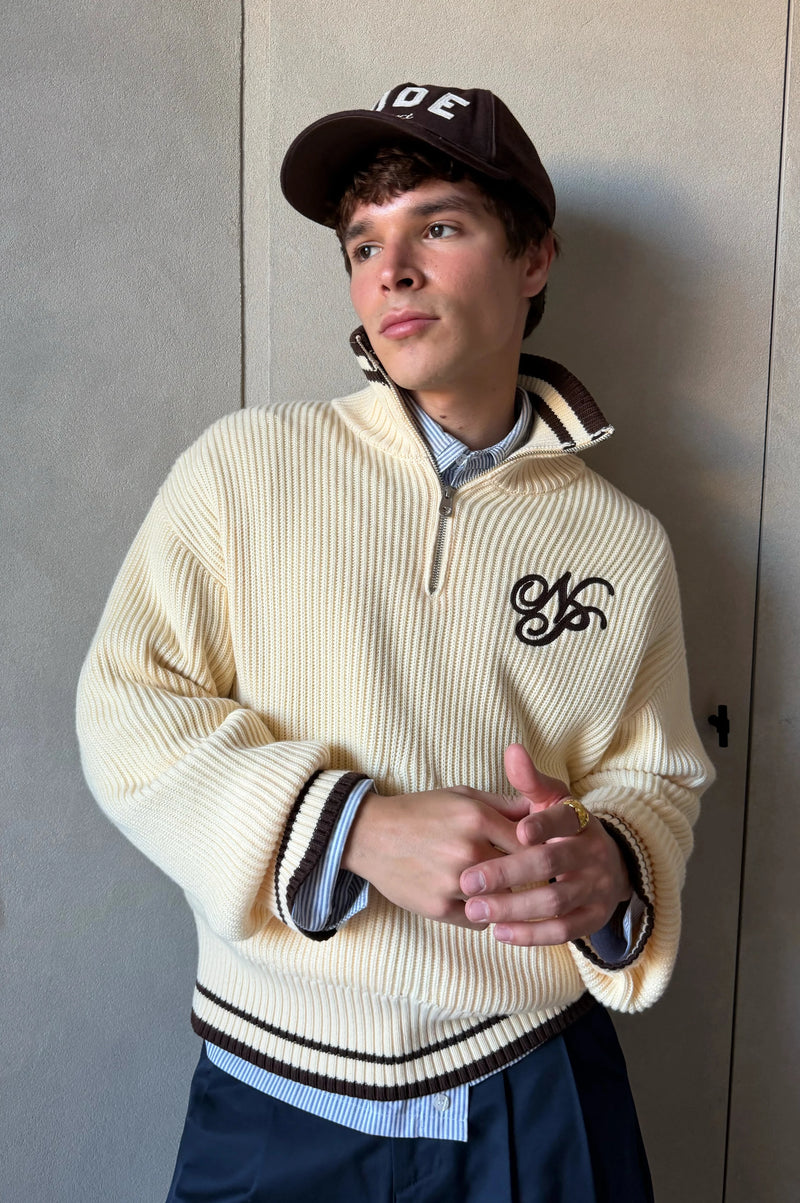 Ying-Yang Quarter-Zip Knit Off-white