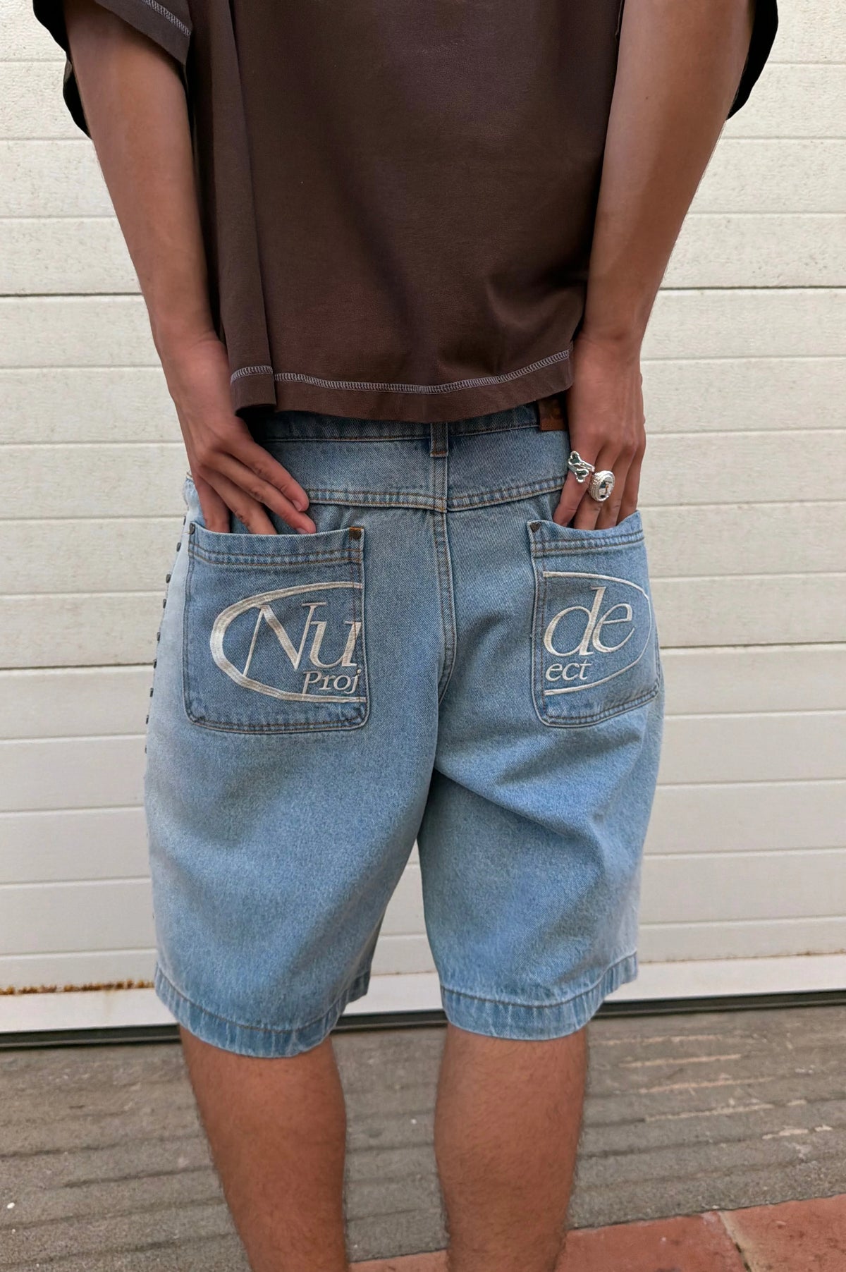 Faded Straight Denim Shorts