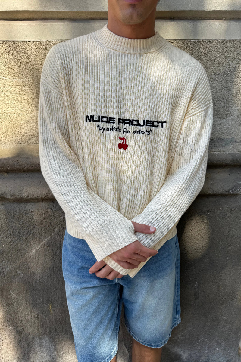 Wavy Knit Sweater Ivory