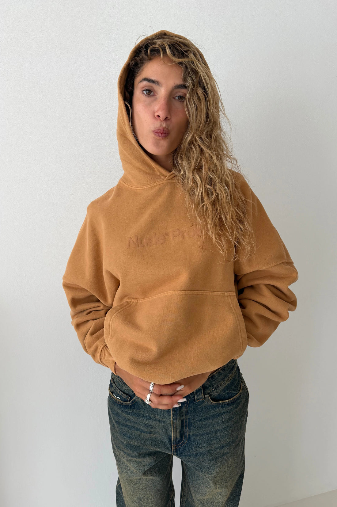 Box Logo Hoodie Beige