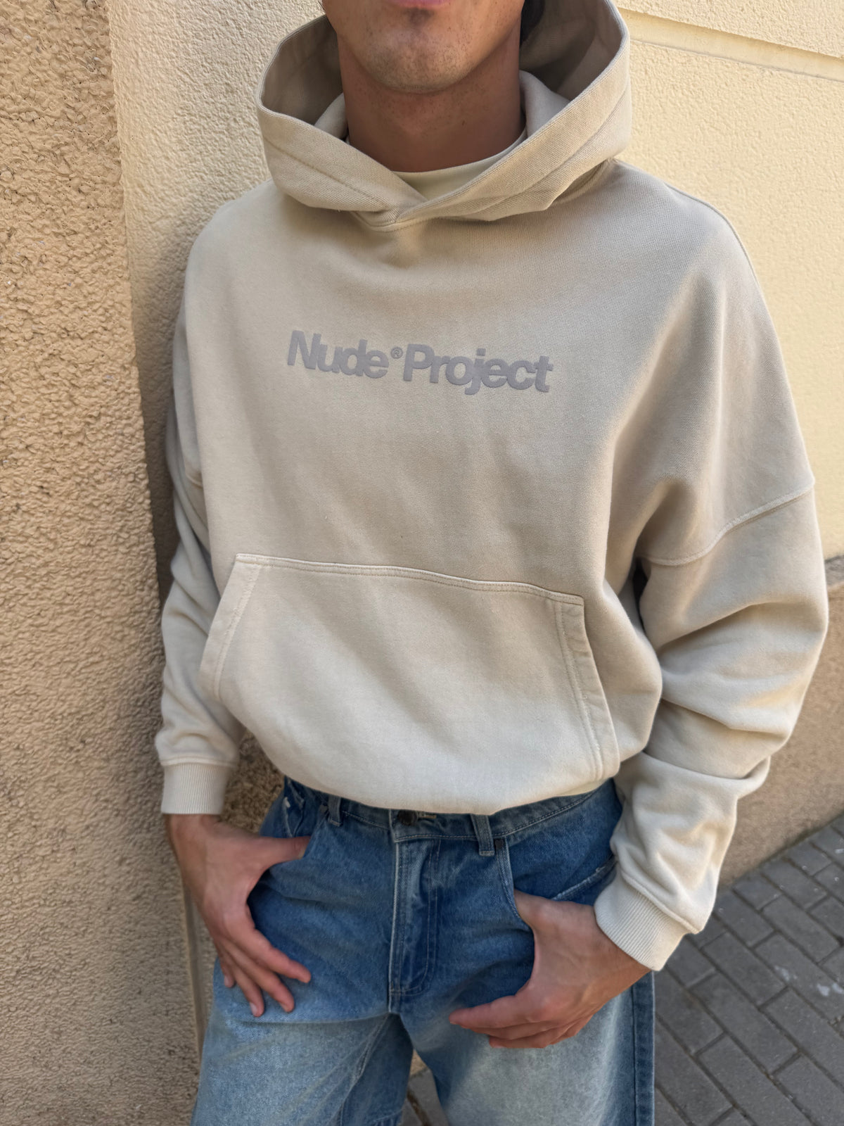 Box Logo Hoodie Beige