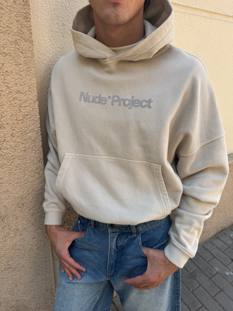 Box Logo Hoodie Beige