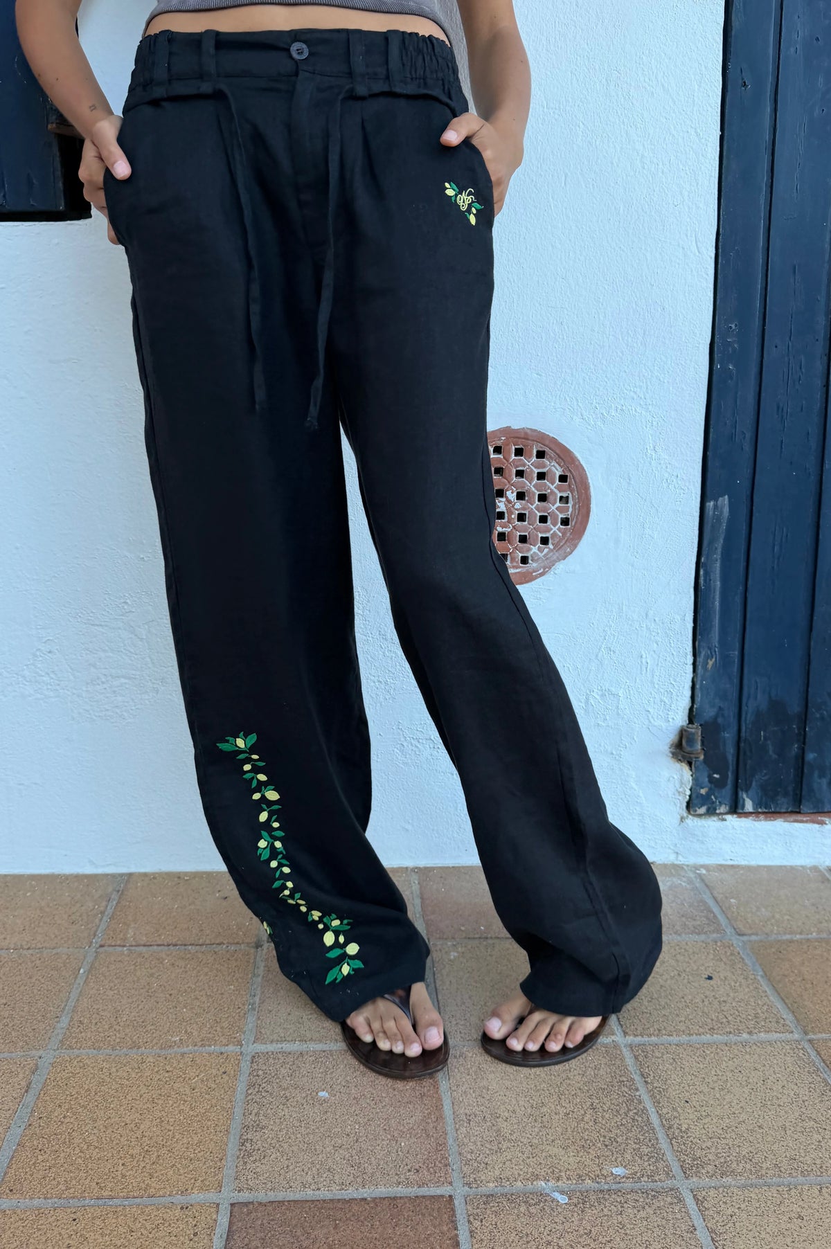 Kimchi Linen Pants Black