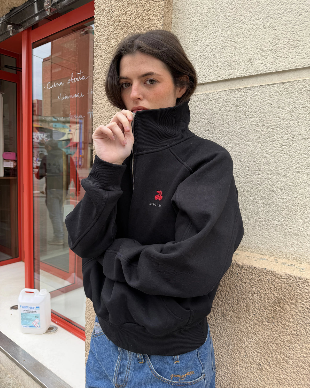 Basic Cherry Quarter-Zip Black