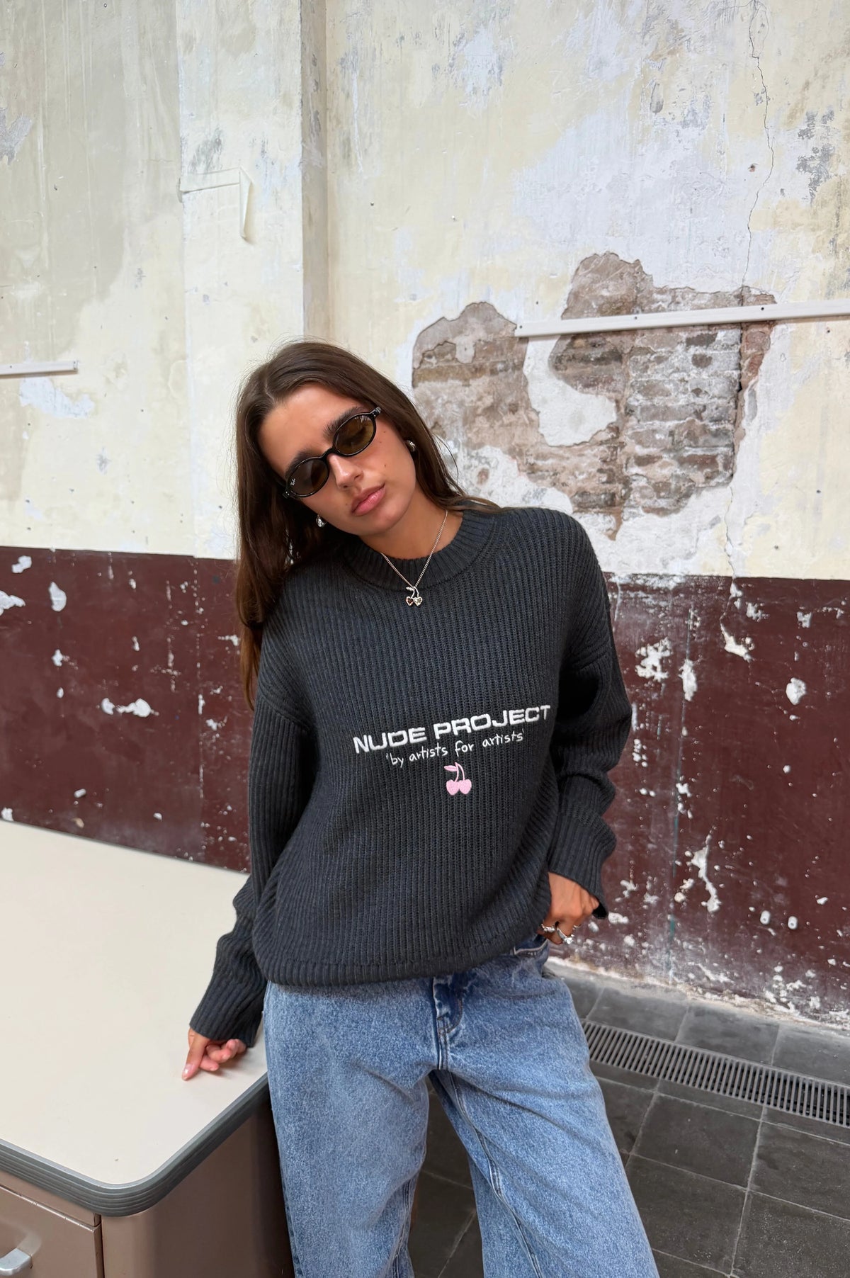 Wavy Knit Sweater Ash