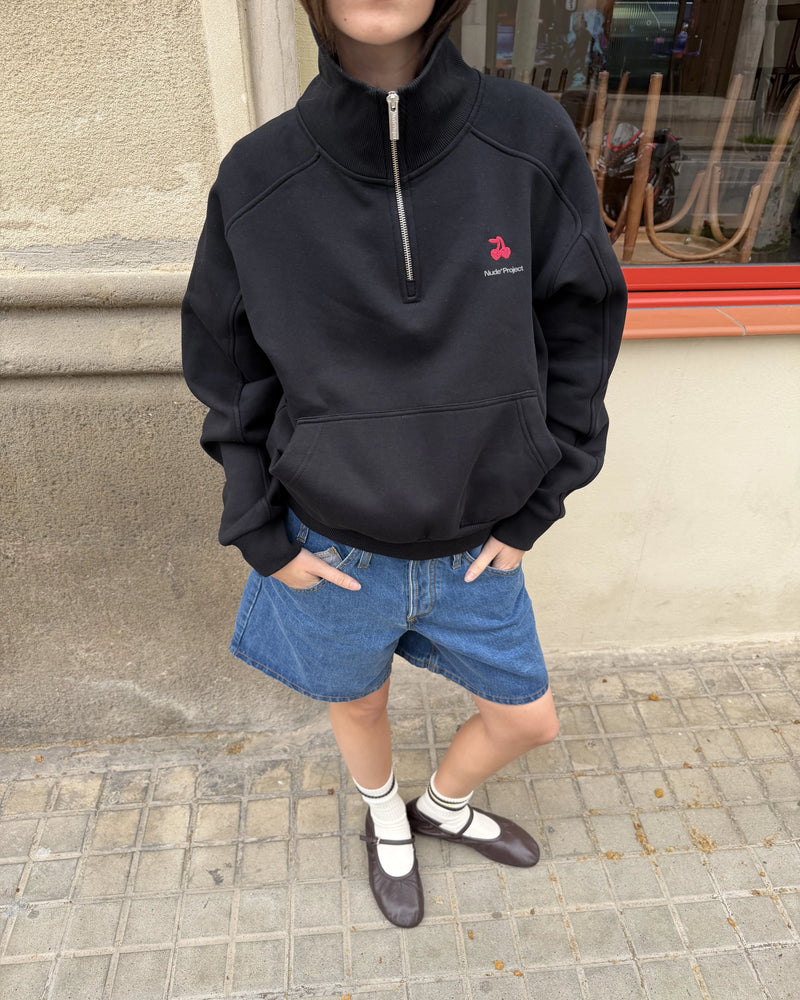 Basic Cherry Quarter-Zip Black