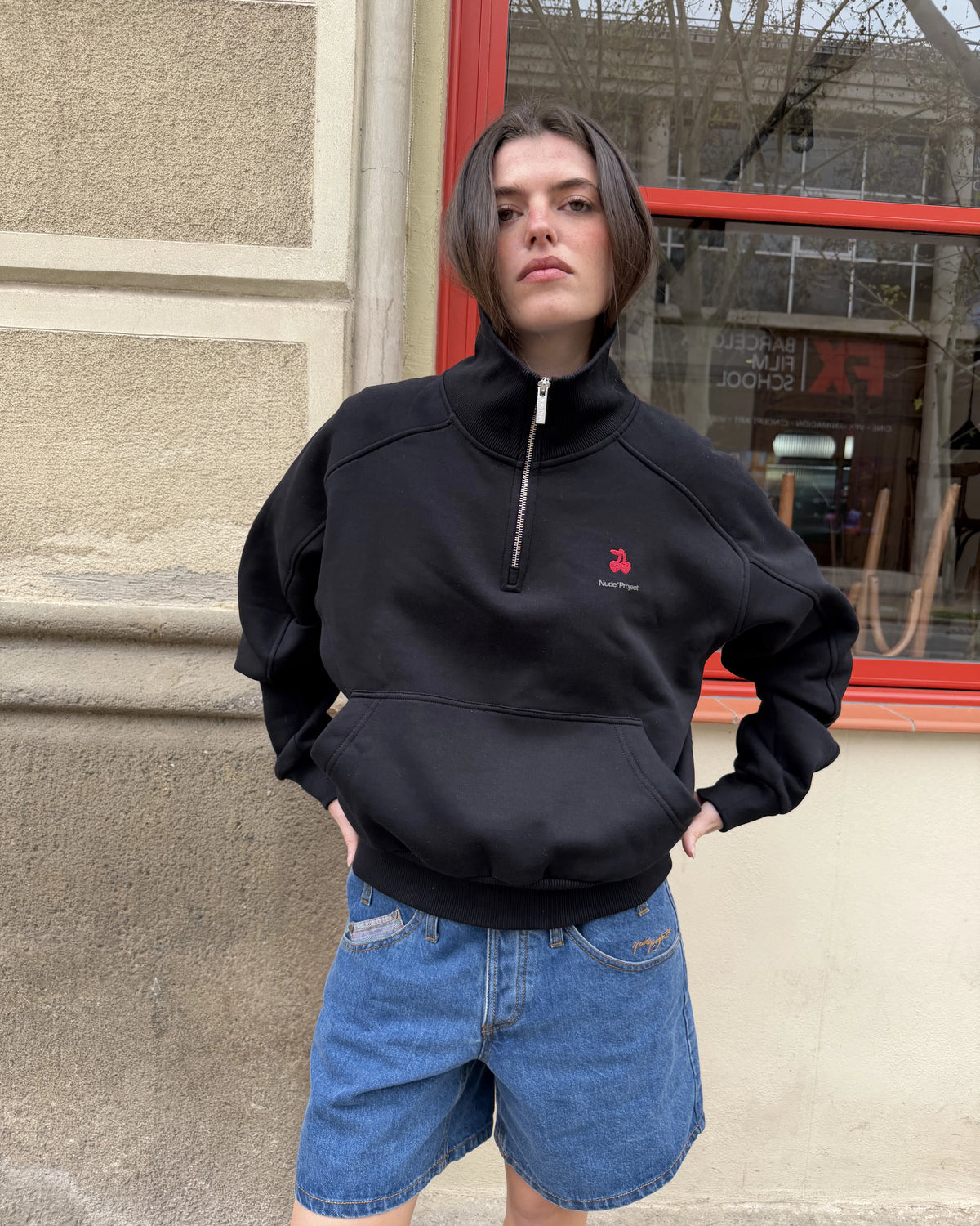 Basic Cherry Quarter-Zip Black