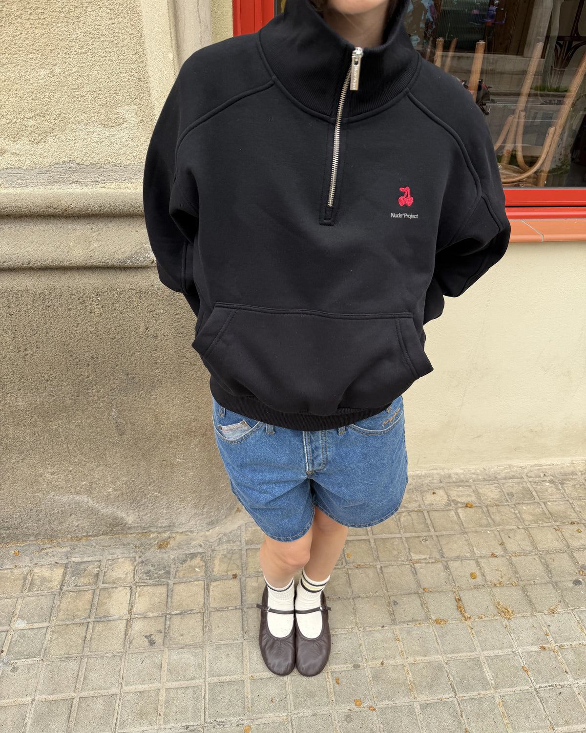 Basic Cherry Quarter-Zip Black