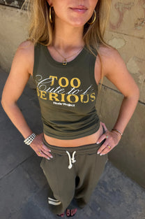 Too Serious Tank Top Khaki